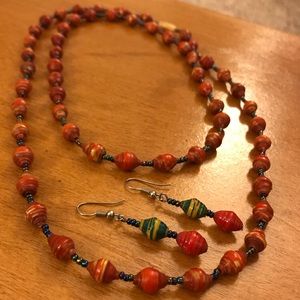 Long Necklace with Matching Earrings